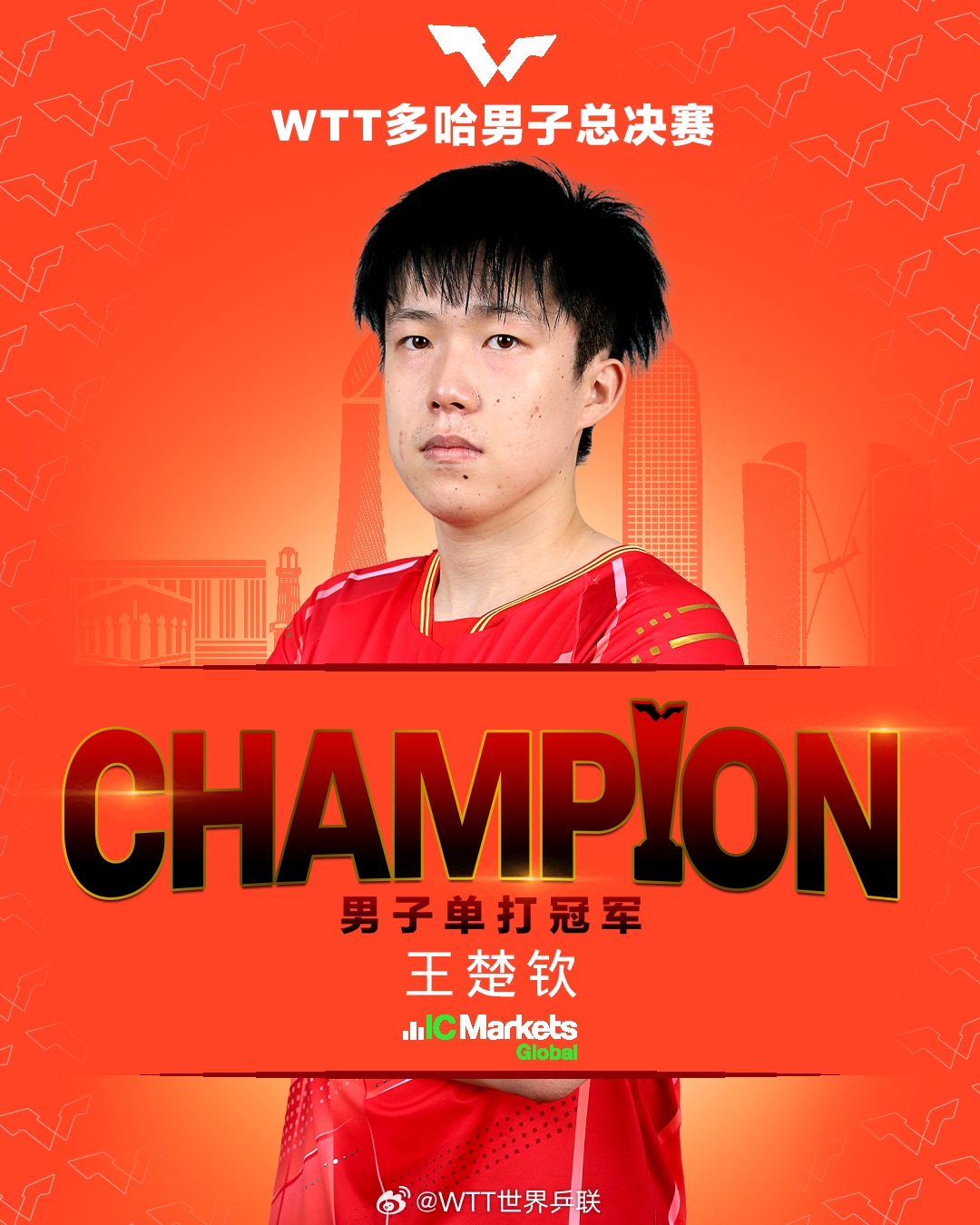 零封王楚钦4-0击败樊振东夺得WTT男子决赛冠军